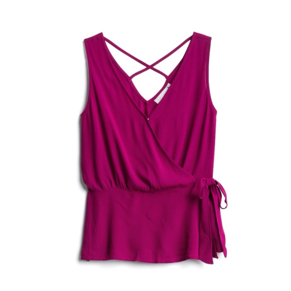 NWT Luq Stitchfix Pink/Purple/Berry Morocco Wrap Front Top Womens XL